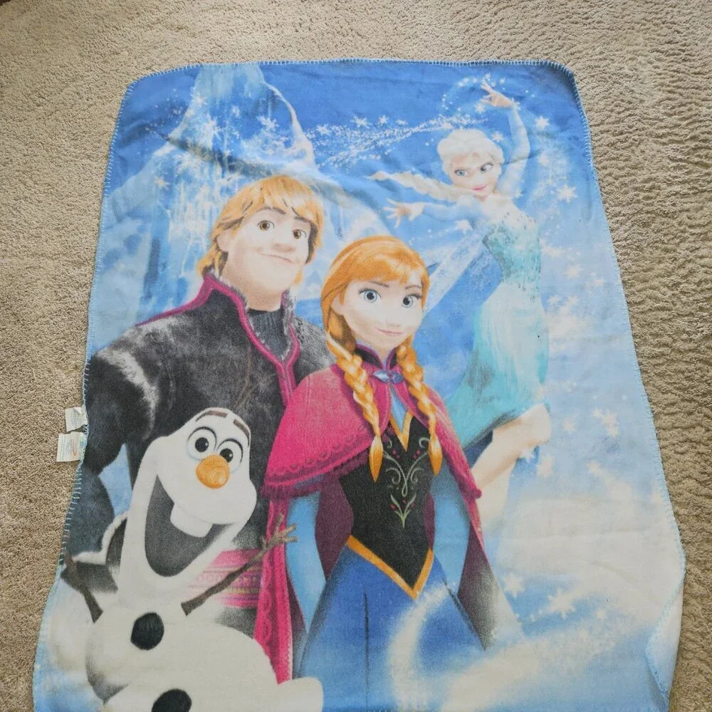 Disney Frozen Blanket - Dark Gray & Light Blue Trim